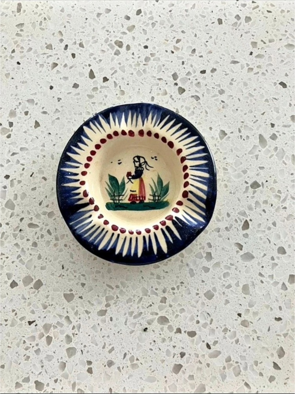 Vintage HB Henriot Quimper Decorative Ceramic dish in Blue & Cream from France